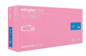 Mercator Medical Nitrylex Pink Puderfreie Vinyl-Nitril-Einmalhandschuhe M 100 Stück Pink
