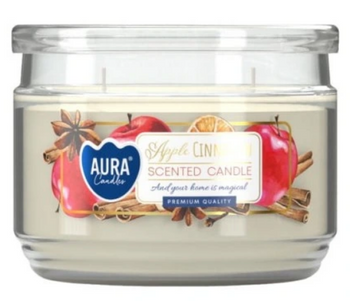 Bispol Glas-Duftkerze mit zwei Dochten 280 ml Apfel-Zimt