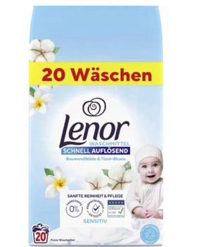 Lenor Waschpulver für empfindliche Haut von Babys und Allergikern Baumwolle und Tiara Flower 1,2 kg