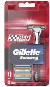 Gillette Sensor3 RED Rasierkartuschen-Rasierer 6 Stück