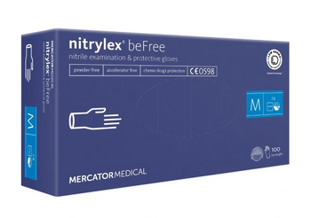 Mercator Nitrylex BeFree Puderfreie Einweghandschuhe M 100 Stk. Blau