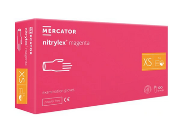 Mercator Nitrylex Magenta Einweghandschuhe aus Nitril XS 100 Stk. Pink