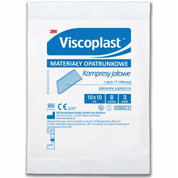 Viscoplast sterile Baumwollgazekompresse 3 Stück 10x10 cm