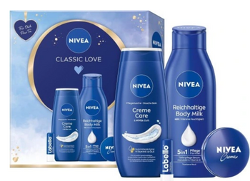 Nivea Classic Love Geschenkset Pflegegel+Balsam+Creme+Lippenstift