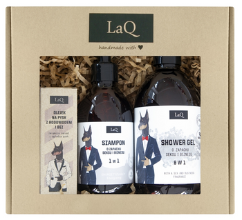 Laq Doberman Set: Duschgel 500 ml + Shampoo 300 ml + Aftershave und Bartöl 30 ml