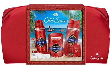 Old Spice Capitan Xmass Geschenkset Deodorant Stick 50 ml + Deodorant Spray 150 ml + Duschgel 250 ml + Kosmetiktasche