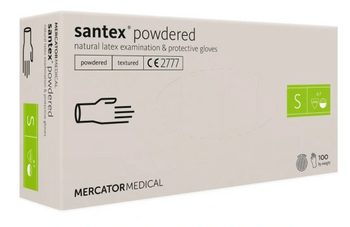 Mercator Santex Powdered Einweghandschuhe aus gepudertem Latex S 100 Stk. Creme