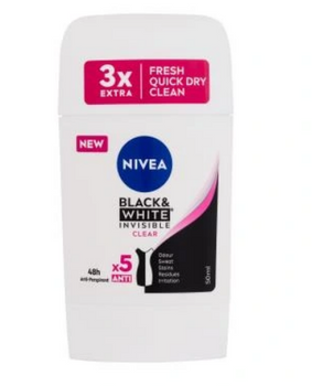 Nivea Woman Black &amp; White Invisible Clear Antitranspirant für Frauen 50 ml Stick