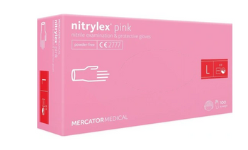 Mercator Medical Nitrylex Pink Puderfreie Vinyl-Nitril-Einmalhandschuhe L 100 Stück Pink