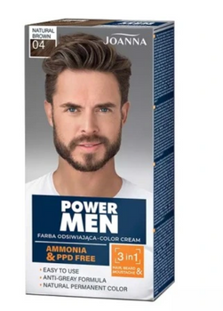 Joanna Power Men 3in1 Farbe für Haare, Bart und Schnurrbart 04 Natural Brown 30 g