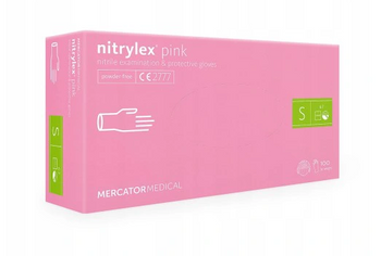 Mercator Medical Nitrylex Pink Puderfreie Vinyl-Nitril-Einmalhandschuhe S 100 Stück Pink