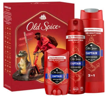 Old Spice Captain Geschenkset Deodorant Stick 50 ml + Deodorant Spray 150 ml + Duschgel 250 ml
