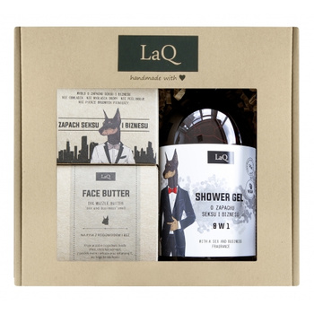 Laq Doberman Set: Duschgel 500 ml + Gesichtsbutter 50 ml + Riegel 85 ml