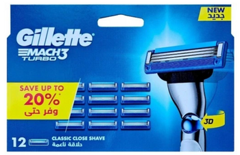 Gillette Mach3 Turbo Rasierklingen Nachfüllpackungen 12 Stück
