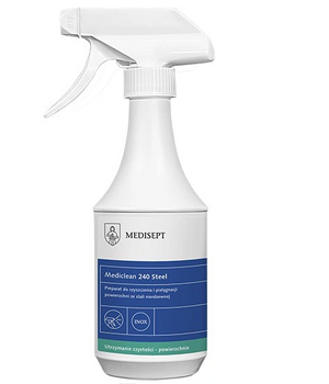 Medisept Mediclean 240 Steel Präparat zum Reinigen, Polieren und Pflegen von Edelstahl-, Aluminium- und verzinkten Stahloberflächen 500 ml