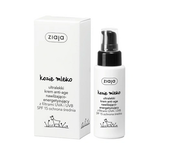 Ziaja Kozie Ultralight Moisturizing and Energizing Anti-Age Cream with UVA and UVB Filters SPF 15 medium protection 50 ml