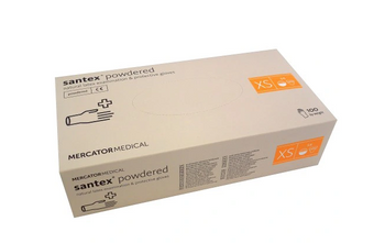 Mercator Santex Powdered Einweghandschuhe aus gepudertem Latex XS 100 Stk. Creme