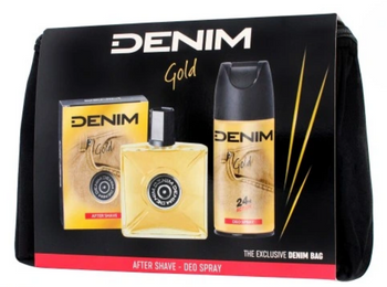 Denim Gold Geschenkset für Männer Aftershave + Deodorant + Kosmetiktasche