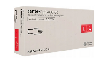 Mercator Santex Powdered Einweghandschuhe aus gepudertem Latex L 100 Stk. Creme