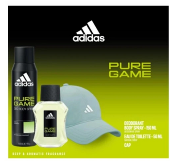 Adidas Pure Game Geschenkset Eau de Toilette 50 ml + Deodorant 150 ml + Kappe