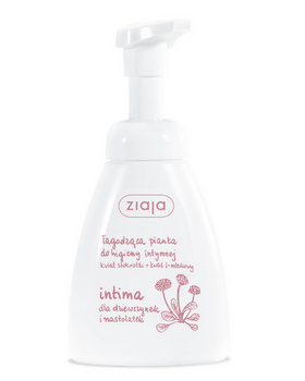 Ziaja Intima Beruhigender Schaum für Mädchen und Jugendliche zur Intimhygiene, Gänseblümchenblume + L-Milchsäure 250 ml