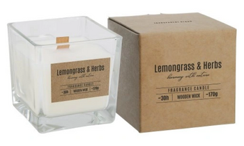 Bispol Duftkerze im Glas mit Holzdocht Lemongrass - Kräuter