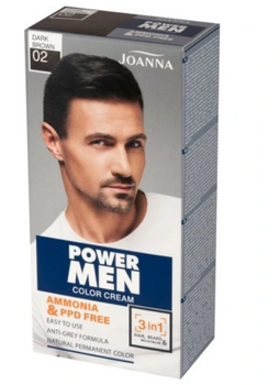 Joanna Power Men 3in1 Farbe für Haare, Bart und Schnurrbart 02 Dunkelbraun 30 g